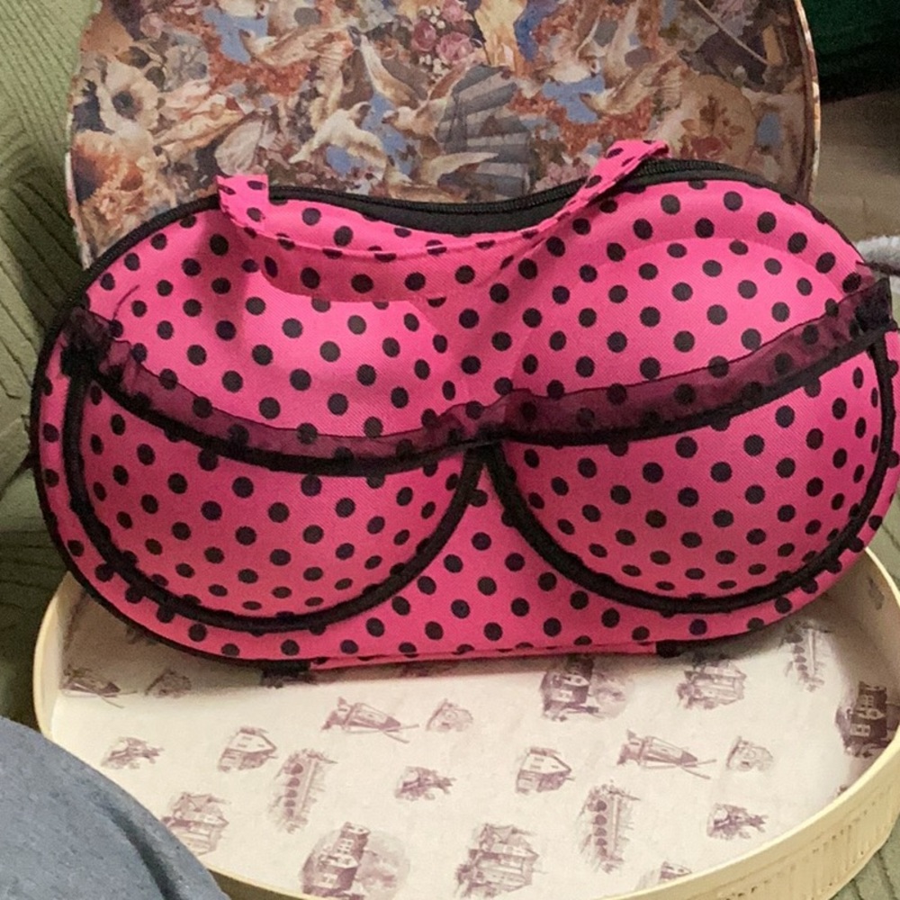 Vibrant Pink & Black Travel Bra Bag